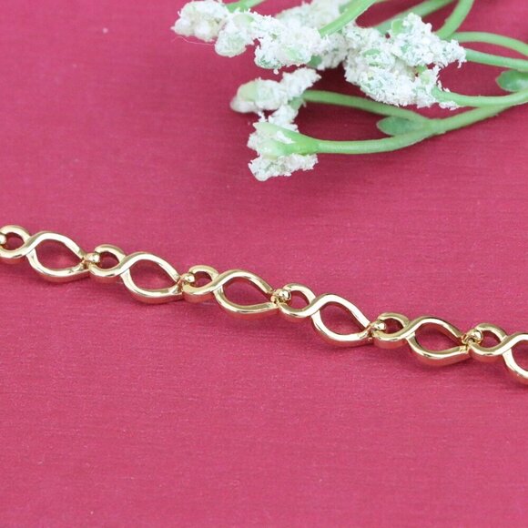 "Delicate Rose Gold Heart Link Bracelet in Gold-Plated Brass, XPBL1103 - Picture 11 of 12